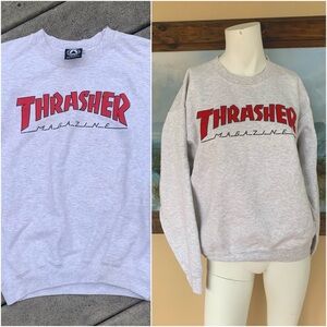 Vintage Thrasher Magazine Sweatshirt | Thrasher Skateboard CREWNECK w Red Logo